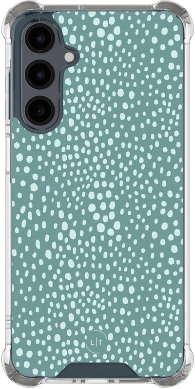 Shockproof hoesje - Geschikt voor Samsung Galaxy A16 - Blue dots - Extra sterke case - TPU/polycarbonaat - Gestipt - Blauw, Transparant