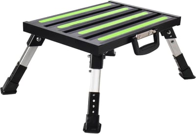 RV Vouwtrap - Mobiele trap - Veilig instappen - Met handvat - 1500 lbs draagvermogen - Zwart