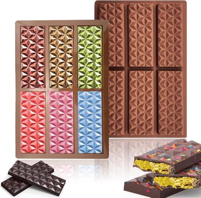 Chocolade Bakvorm - Bakvorm - Diepe Chocoladevorm met 6 Holten - 25cm - Siliconen - BPA Vrij