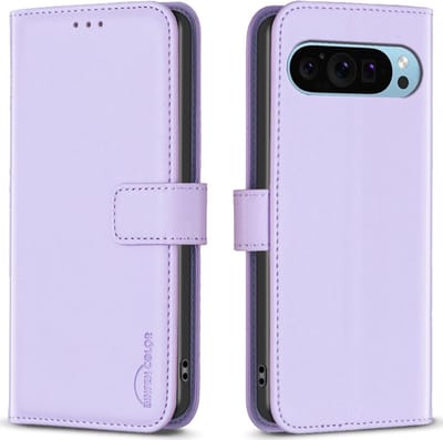 BINFEN Hoesje - Geschikt voor Google Pixel 9 / Pixel 9 Pro Hoesje - BINFEN Color Book Case - Lavendel