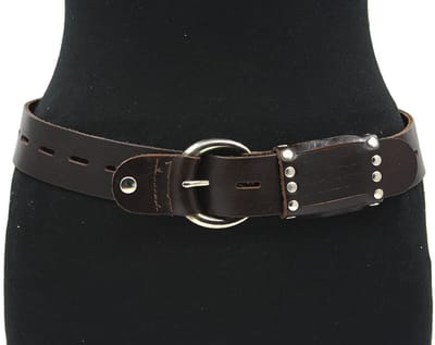 Dames bruine afhangriem - 4 cm breed - Leer - Brede riem - Stoer - Maat 90
