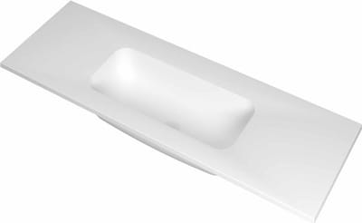 INK Reflekt polystone wastafel met afzetplateau aan beide zijdes, zonder kraangat 120 x 40 x 1,5 cm, mat wit