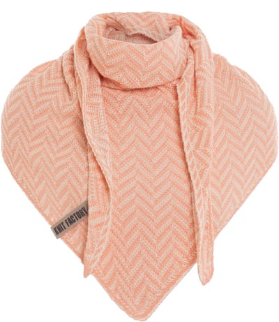 Knit Factory Vera Omslagdoek - Driehoek Sjaal Dames - Zomersjaal - Katoenen sjaal - Luchtige Sjaal voor de lente, zomer en herfst - Stola - Ecru/Apricot - 190x65 cm