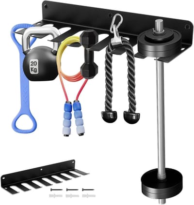 Fitness Opbergrek - Hanger Organizer - Thuis Gym - 7 Sleuven - 43 x 13 x 5 cm - Zwart