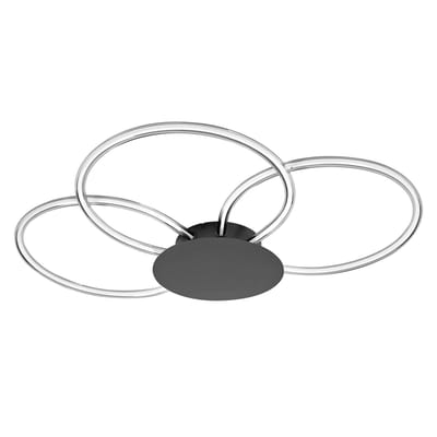 OSRAM Decor Aura plafondlamp van gebogen polycarbonaat met LED en filament design, 21 W, 2200 lm, 3000 K, 830 warm wit, klikdimbaar, donkergrijs, kunststof (PC), IP20