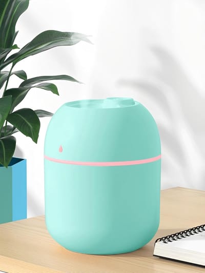 Mini-luchtbevochtiger, 220 ml, klein, draagbaar, USB-voeding, koude mist, desktop-diffuser met zacht nachtlampje voor auto, slaapkamer, kantoor (groen)