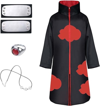 Akatsuki Kostuum voor Volwassenen, Unisex Ninja Cape en Outfit Set voor Cosplay en Feestjes