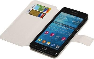 Cross Pattern TPU Bookstyle Wallet Case Hoesje Geschikt voor Samsung Galaxy Prime G530F Wit