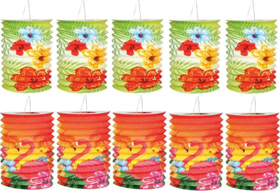 Boland Lampionnen Hawaii - 10x stuks - 16 cm - tropisch thema - versiering