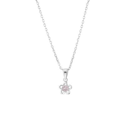 Lucardi Meisjes Kinderketting met hanger met plating - Zirkonia - Cadeau - Echt Zilver - Zilverkleurig