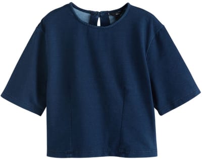 Next - Dames - Denim jersey T-shirt met korte mouwen - Blauw