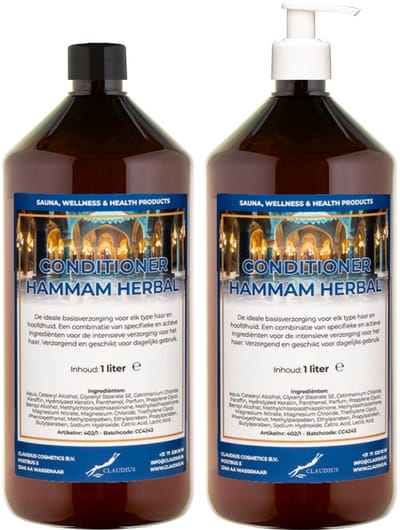 Hairconditioner Hammam Herbal 1 liter met witte pomp - set van 2 stuks