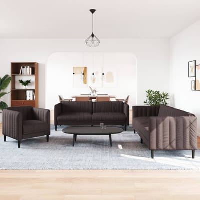 vidaXL - 3-delige - Loungeset - stof - donkerbruin