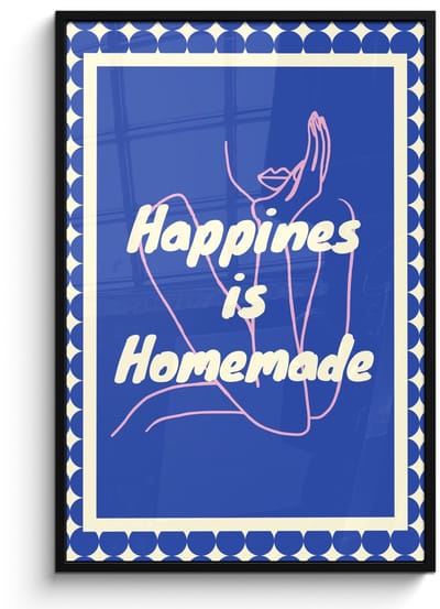 Poster in lijst - Fotolijst 80x120 cm - Posters - Lijntekening - Vrouw - Quote - Blauw - Posterlijst zwart - Decoratie - Wanddecoratie woonkamer - Muurdecoratie slaapkamer