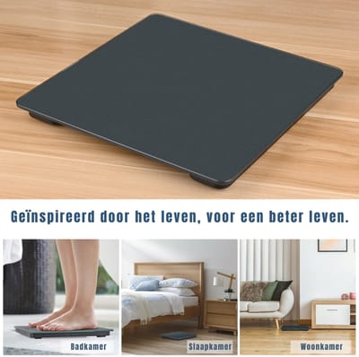 AHD® Weegschaal - Digitale Weegschaal - Digitale Weegschaal Personen - Zwart - 28cm x 28cm x 3cm