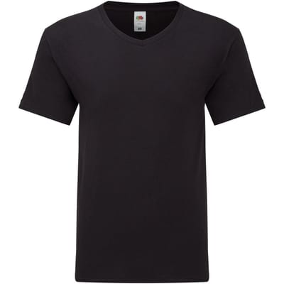 Fruit of the Loom Heren Iconic 150 V Hals T-shirt (Zwart)