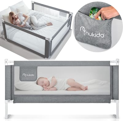 Bedhekje veiligheidshekje uitvalbeveiliging 200 cm Nukido NK-227 grijs