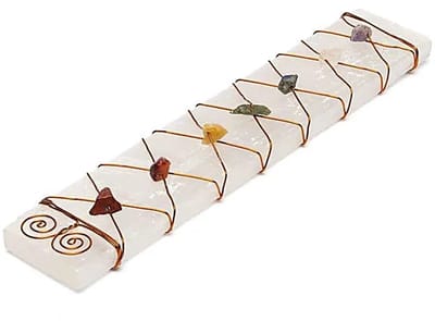 Seleniet edelsteen oplaadplaat chakra chips– 17 cm x 3 cm