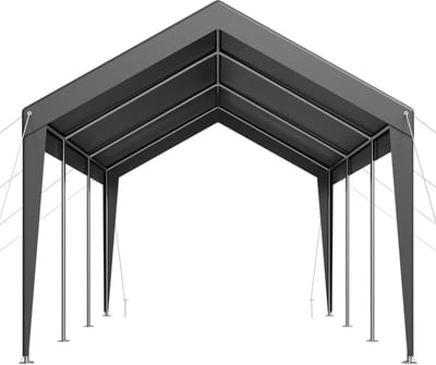 10 x 20 ft buitenluifel voor auto's, draagbare carport met gegalvaniseerd frame, UV-bestendige en waterbestendige beschutting, bescherming tegen alle weersomstandigheden voor auto's, boten en motorfietsen, grijs