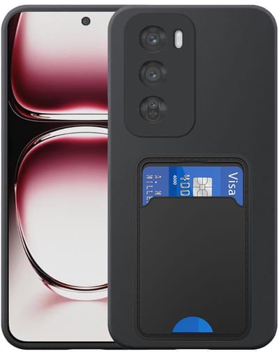 Geschikt voor Oppo Reno 12 Pro Telefoonhoesje met TPU Pasjeshouder - Flexible Back Cover Case Siliconen TPU with Cardslot - Zwart - Smartphonica geschikt voor Oppo Reno 12 Pro