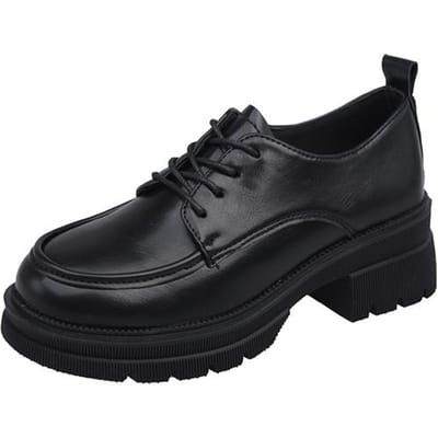 Dames Oxford Schoenen Naaien Veters Leer Casual Schoenen Zwarte Dames Platform Schoenen Damesschoenen Zapatos Mujer Lente Herfst 9434n 36 zwart