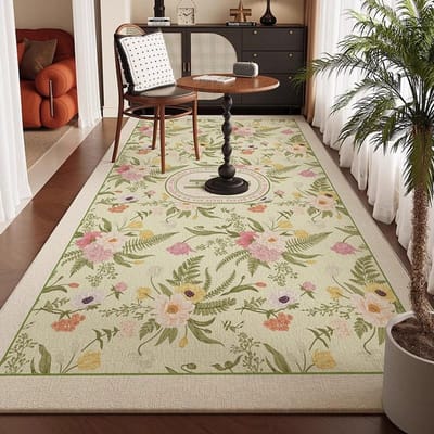 Amerikaanse Stijl Bloemig Woonkamer Tapijt Licht Luxe High-end Bedrukte Slaapkamer Nachtkastje Vloermatten Grote Oppervlakte Runner Tapijt Tapis 50x180cm( 19x70inch)