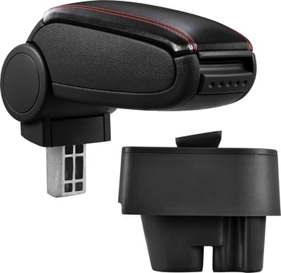 Armsteun-PEUGEOT 207-SW-CC-2000-kunstleer-zwart+rood stiksel