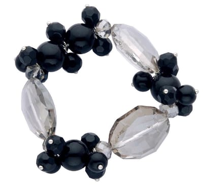 Behave - armband zwart antraciet glaskraal - avondlook - 14-16 cm