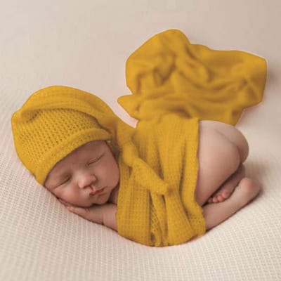 Set van 2 Rekbare Fotografie Props voor Pasgeborenen: Wikkeldoek en Muts voor Fotoshoots (0-6 Maanden)