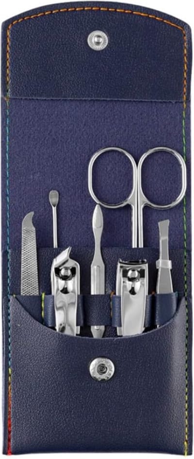 Narvie 7-delige Nagelknipperset - Snoepkleuren - Thuis en Reizen - Pedicure en Manicure Set - Groen - Perfect voor Verzorgde Nagels - Blauw