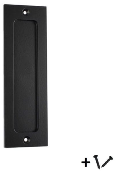 Zwarte Schuifdeurkom 18 cm – Platte Schuifdeurgreep Met Schroeven – Handgreep Metaal
