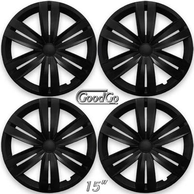 GoodGo Wieldoppen set USHI-B 15 inch in mat zwart. Set a 4 stuks (CONTROLEER UW BANDENMAAT en lees a.u.b. de onderstaande, uitgebreide tekst!)