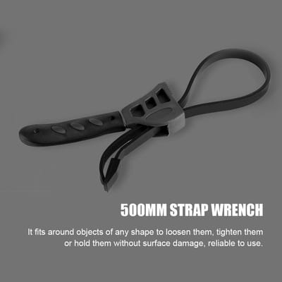 Dailygoods- Riemsleutel 500 Mm - Universele Oliefiltersleutel - Potdeksels Losmaken - Antislip Handgreep - Duurzaam Kunststof - Verstelbaar tot 50 Cm - Openersleutel
