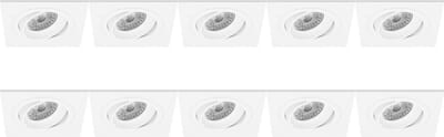 Spot Armatuur 10 Pack - Pragmi Borny Pro - GU10 Inbouwspot - Vierkant - Wit - Aluminium - Kantelbaar - 92mm
