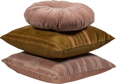 WOOOD Feis Kussens - Velvet stof - Roze/Naturel - Set Van 3