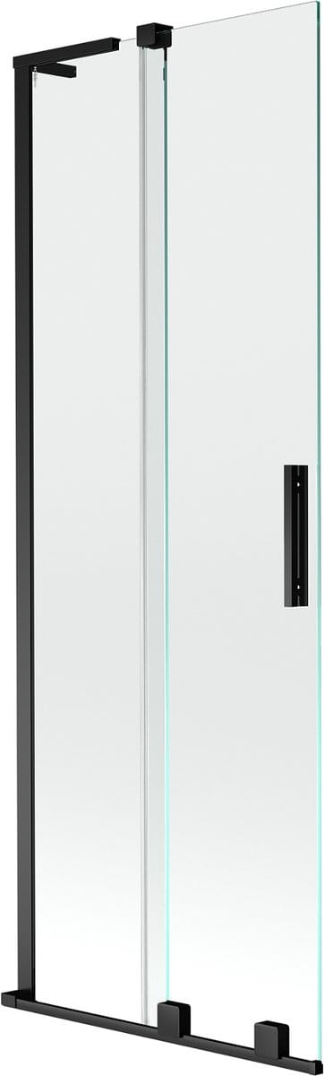 Mexen Velar L badwand scherm 2-delige schuif 75 x 150 , transparant, zwart - 896-075-003-01-70
