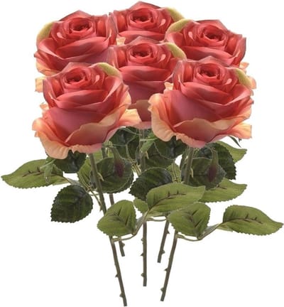 Emerald Kunstbloem roos Simone - 6x - roze - 45 cm - decoratie bloemen
