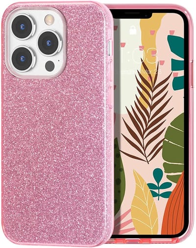 YPCd – Glitter Hoesje Geschikt voor Apple iPhone 16 Pro – Roze – Luxe Sparkle Backcover – Siliconen Case met Schokbescherming & Verhoogde Randen