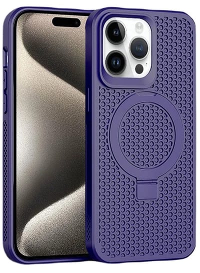 Cityhoesje - iPhone 15 Pro - Magnetic - Ring Holder Kickstand - Protective – Backcase - Paars