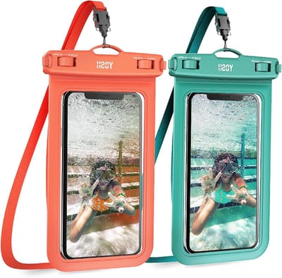 Waterdichte Telefoonhoes 6.8 Inch (2-Pack) - Kristalheldere Bescherming voor Zwemmen, Badderen en Koken, IPX8 Onderwater Telefoonhoes Geschikt voor iPhone en Samsung (Oranje & Groen)