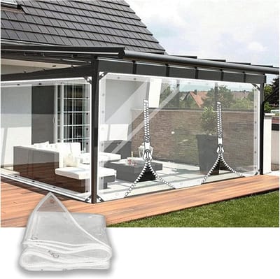 Waterdicht Dekzeil Gordijn - Transparant Zeildoek - Buiten Leefruimte Creëren - Met Rits Deur - 300x200cm - Transparant