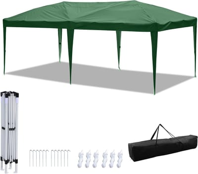 Opvouwbare Partytent - Feesttent Gazebo - Buitenfeest Organiseren - Eénklik Hefsysteem - 3 x 6 meter - Groen