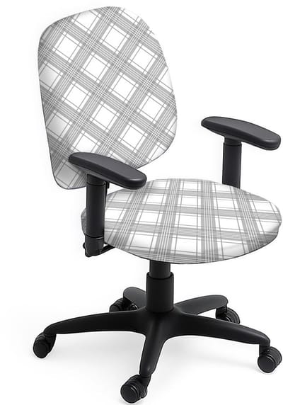 Dailygoods- Bureaustoelhoezen 2 Stuks - Rekbare Stoelhoes - Grijs/Wit Geruit - Universele Bureaustoel - Bescherming Tegen Stof - Comfortabel Op Het Werk