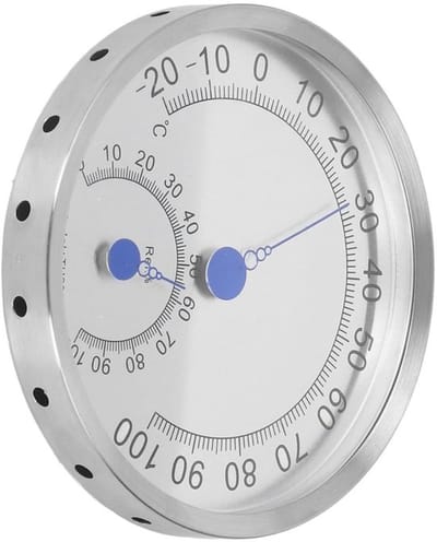 Allecto - Ronde Thermometer Rvs - Buiten Thermometer met Hygrometer