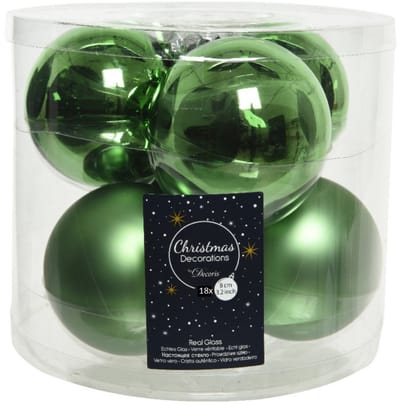 Decoris Kerstballen - 18x st - groen - 8 cm - glas - kerstversiering