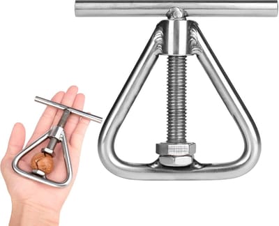 Dailygoods- Notenkraker Heavy-Duty - Roestvrij Stalen Moeropener - Driehoekig Ontwerp - Ergonomische Grip - Geschikt voor Walnoten/Hazelnoten/Amandelen