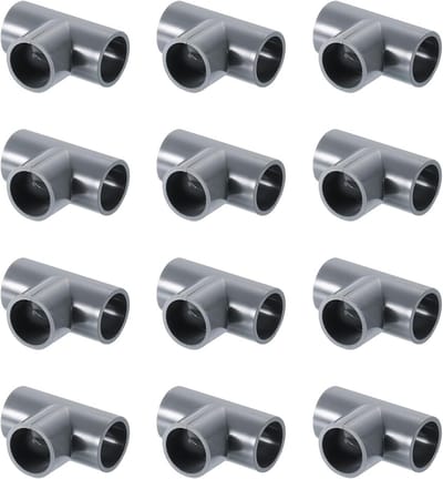 PVC T-stukken - Hoekverbinders - Meubels Bouwen - 3-Weg Verbinding - 12 Stuks - Grijs