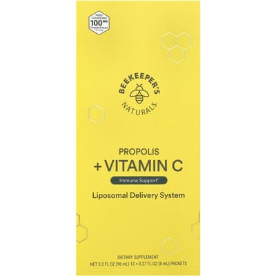 Beekeeper's Naturals, Propolis + Vitamine C, 12 verpakkingen, 8 ml (0,27 fl oz) elk