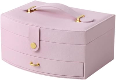 Sieraden Opbergdoos - Make-up Koffer - Sieraden Organiseren - Ingebouwde Spiegel - 20 x 15 x 10cm - Roze