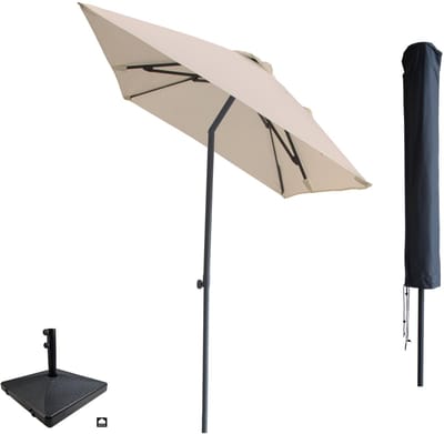 Kopu® Leon Parasol Rechthoek 150x250 cm - met Hoes en Voet - Creme
